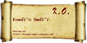 Komán Omár névjegykártya